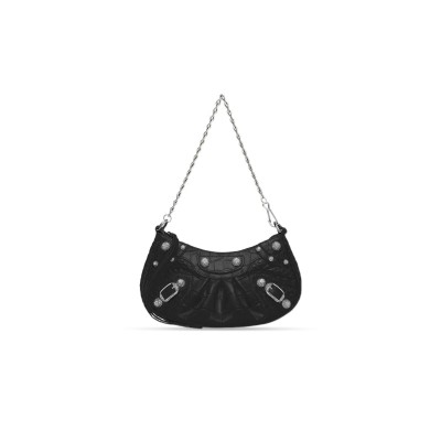 BALENCIAGA WOMEN'S LE CAGOLE CHAIN BAG MINI IN SILVER BLACK 69581423EJY1000 (20.8*13*4.3cm)